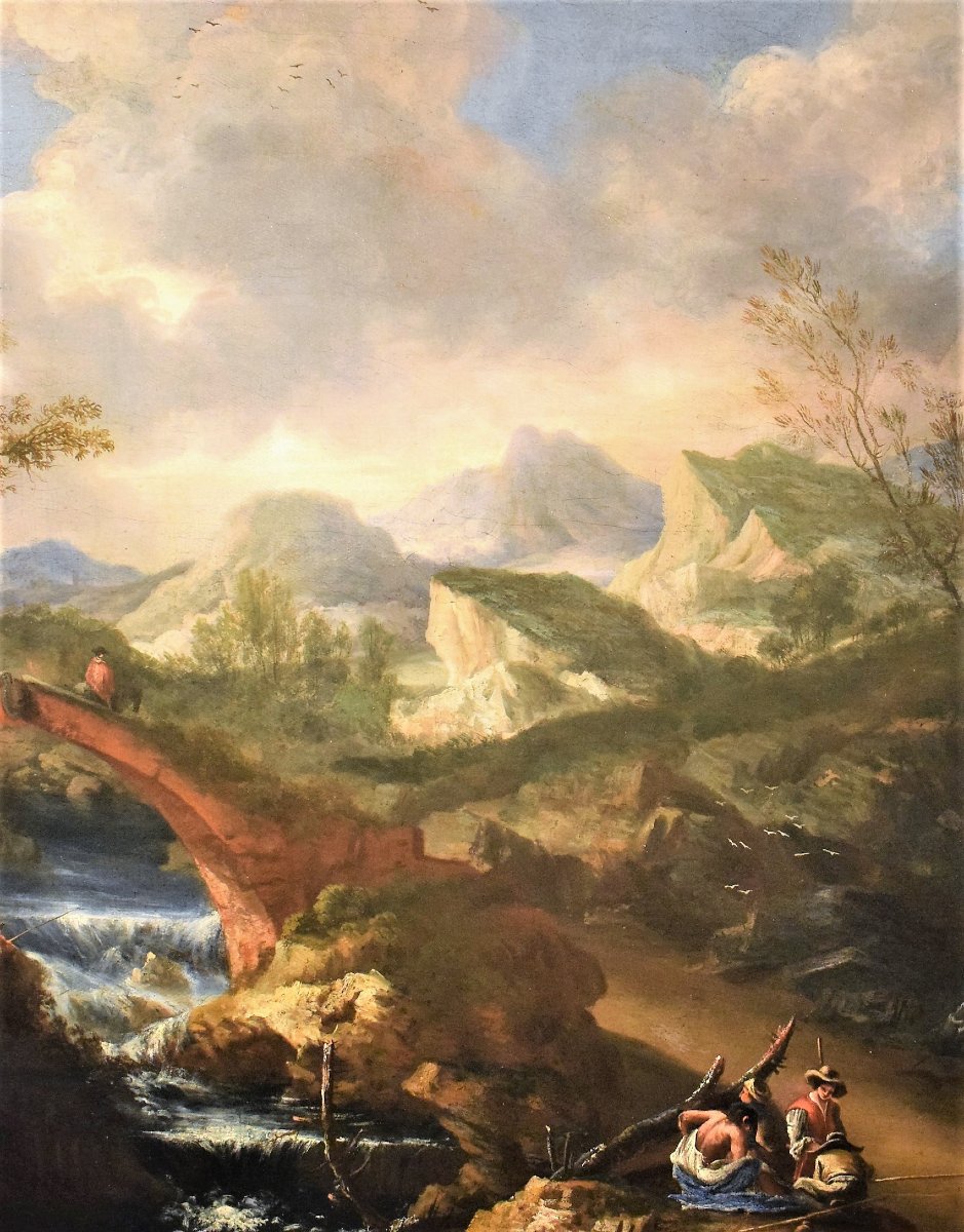 Bartolomeo Pedon (Venezia, 1665 - 1732)    Grand Paysage Vénitien-photo-3