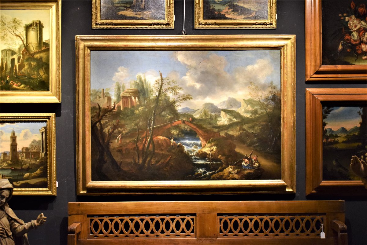Bartolomeo Pedon (Venezia, 1665 - 1732)    Grand Paysage Vénitien-photo-8