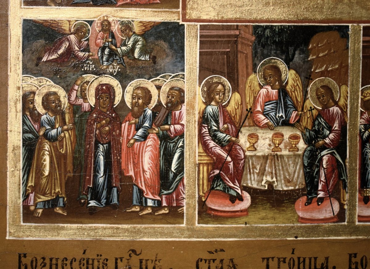 Grande  icona russa - Le 12 Grandi Feste -Scuola di Palekh-photo-3