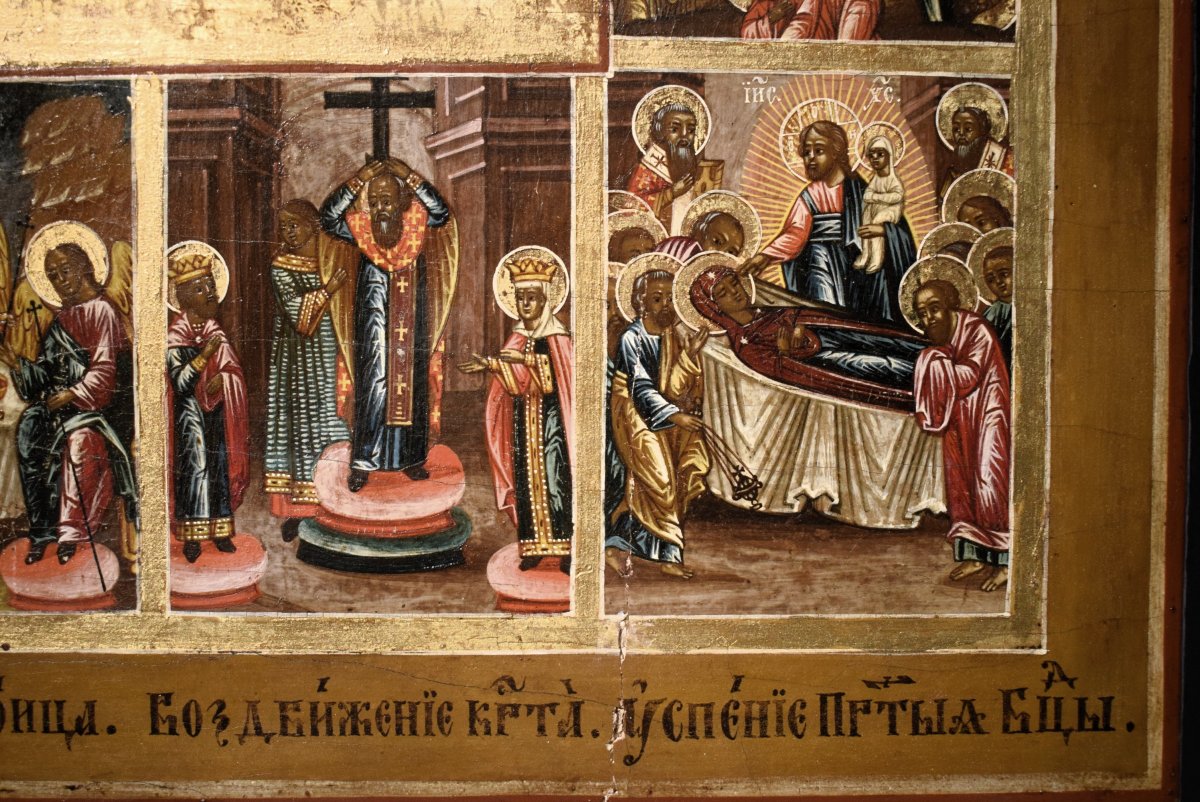 Grande  icona russa - Le 12 Grandi Feste -Scuola di Palekh-photo-4