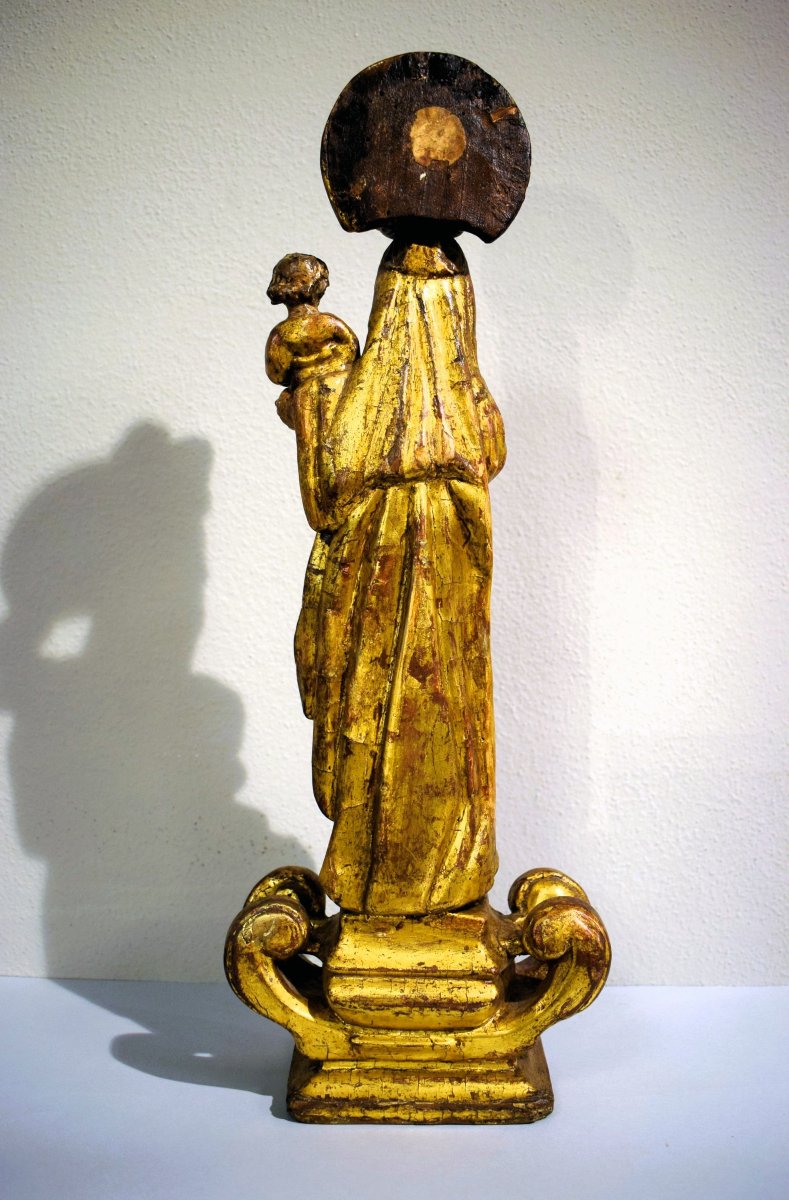 "Madonna col Bambino"  Scultura lignea scolpita e dorata ﻿- Francia, fine del XVII secolo-photo-3