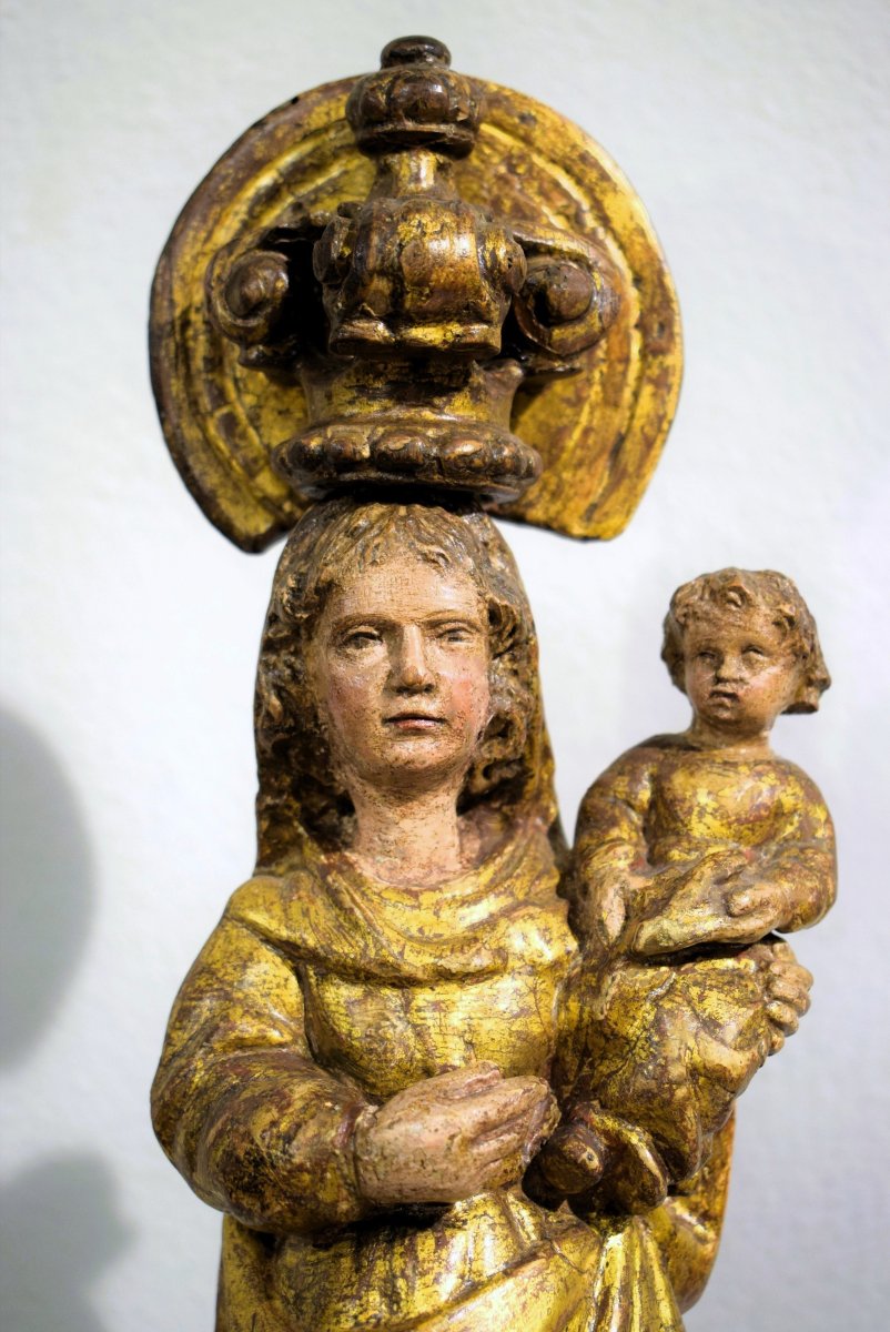 "Madonna col Bambino"  Scultura lignea scolpita e dorata ﻿- Francia, fine del XVII secolo-photo-2