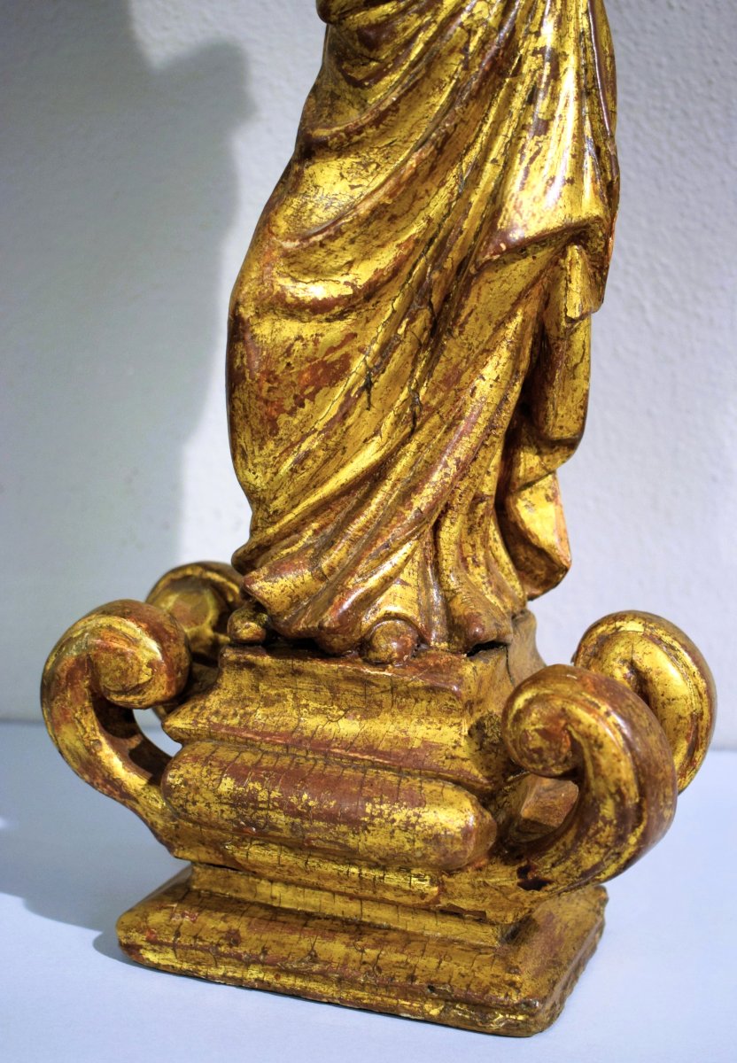 "Madonna col Bambino"  Scultura lignea scolpita e dorata ﻿- Francia, fine del XVII secolo-photo-3