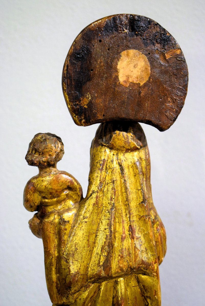 "Madonna col Bambino"  Scultura lignea scolpita e dorata ﻿- Francia, fine del XVII secolo-photo-5