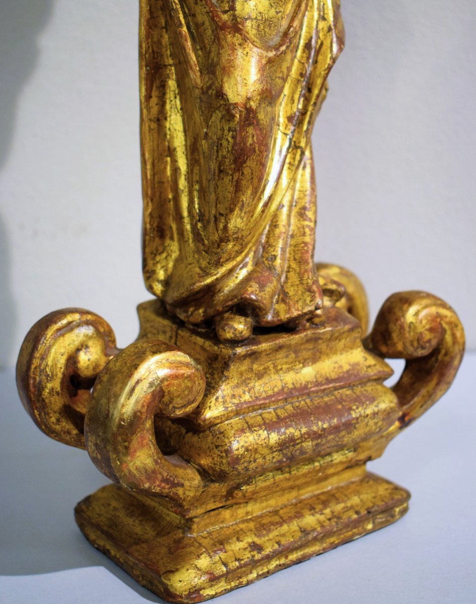 "Madonna col Bambino"  Scultura lignea scolpita e dorata ﻿- Francia, fine del XVII secolo-photo-6