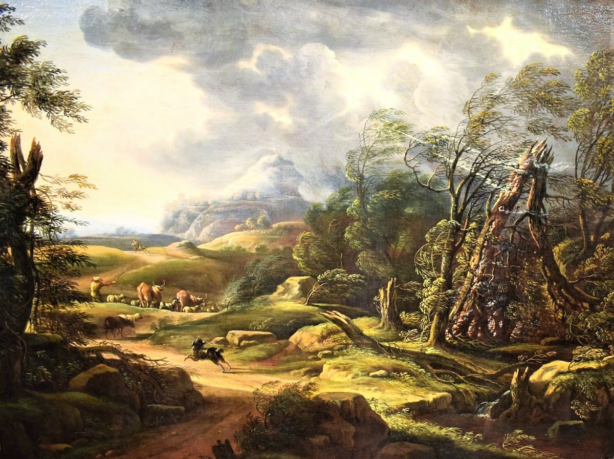 Paesaggio con pastore e armenti - Carlo Antonio Tavella (1668 - 1738)-photo-2