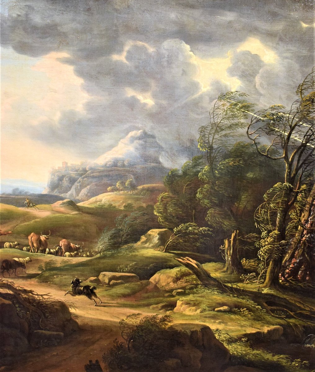 Paesaggio con pastore e armenti - Carlo Antonio Tavella (1668 - 1738)-photo-4