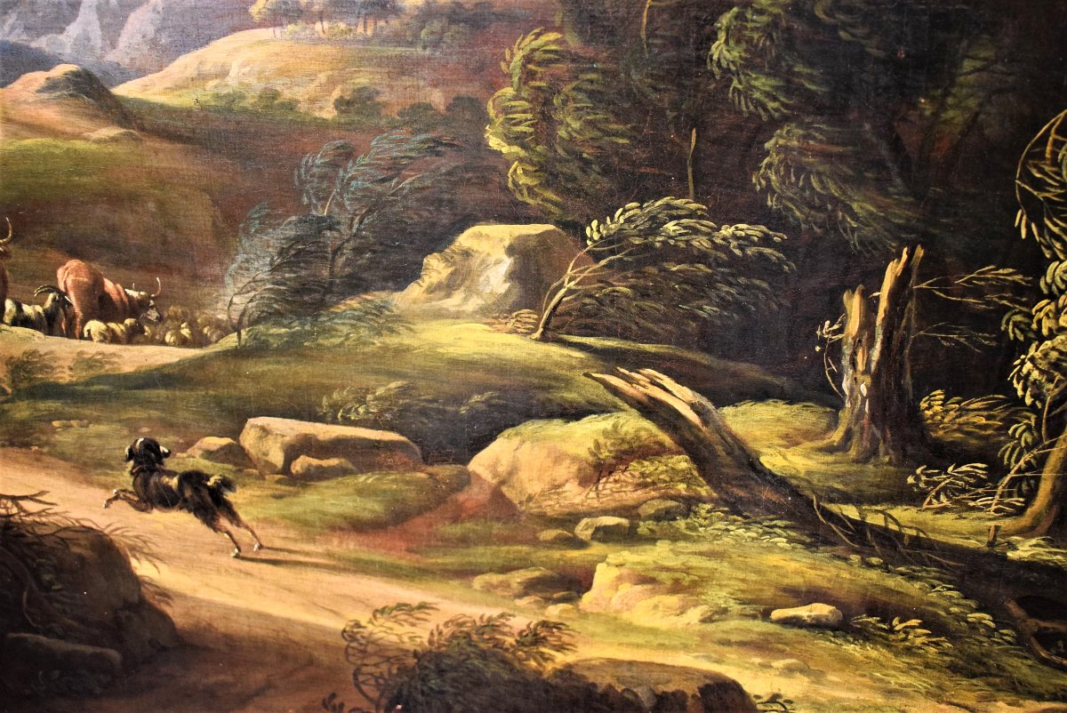 Paesaggio con pastore e armenti - Carlo Antonio Tavella (1668 - 1738)-photo-3