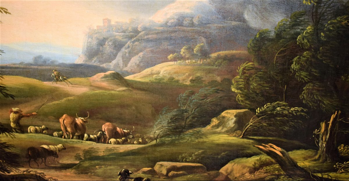 Paesaggio con pastore e armenti - Carlo Antonio Tavella (1668 - 1738)-photo-4