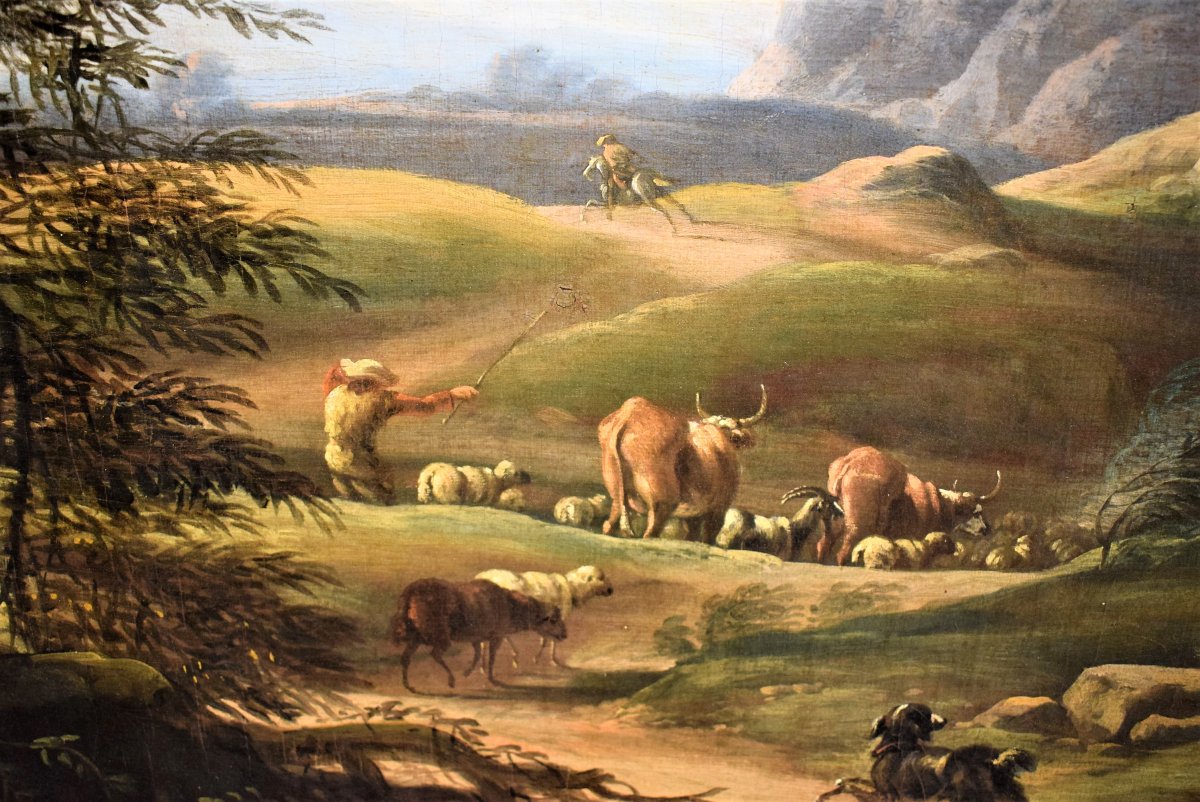 Paesaggio con pastore e armenti - Carlo Antonio Tavella (1668 - 1738)-photo-5