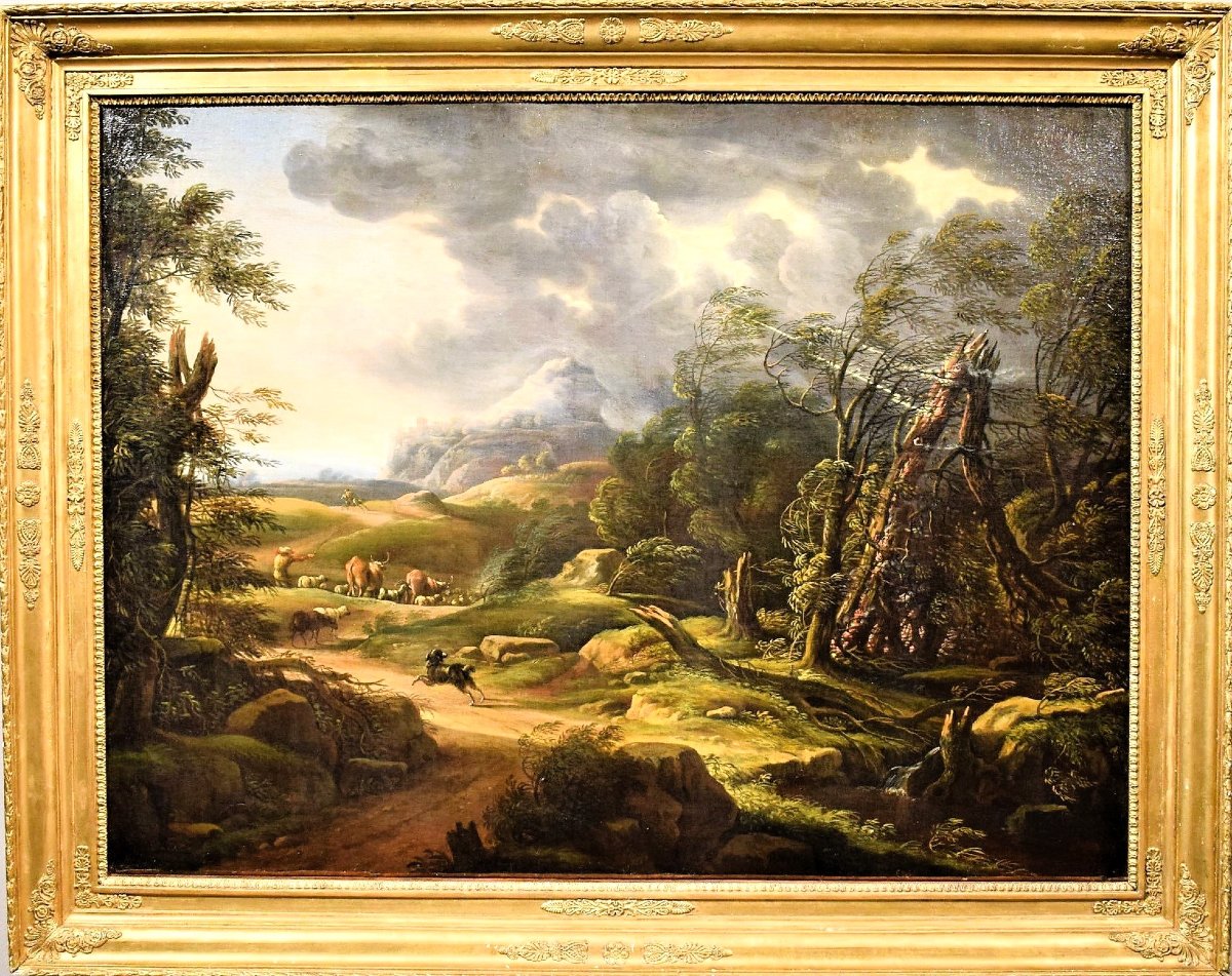 Paesaggio con pastore e armenti - Carlo Antonio Tavella (1668 - 1738)