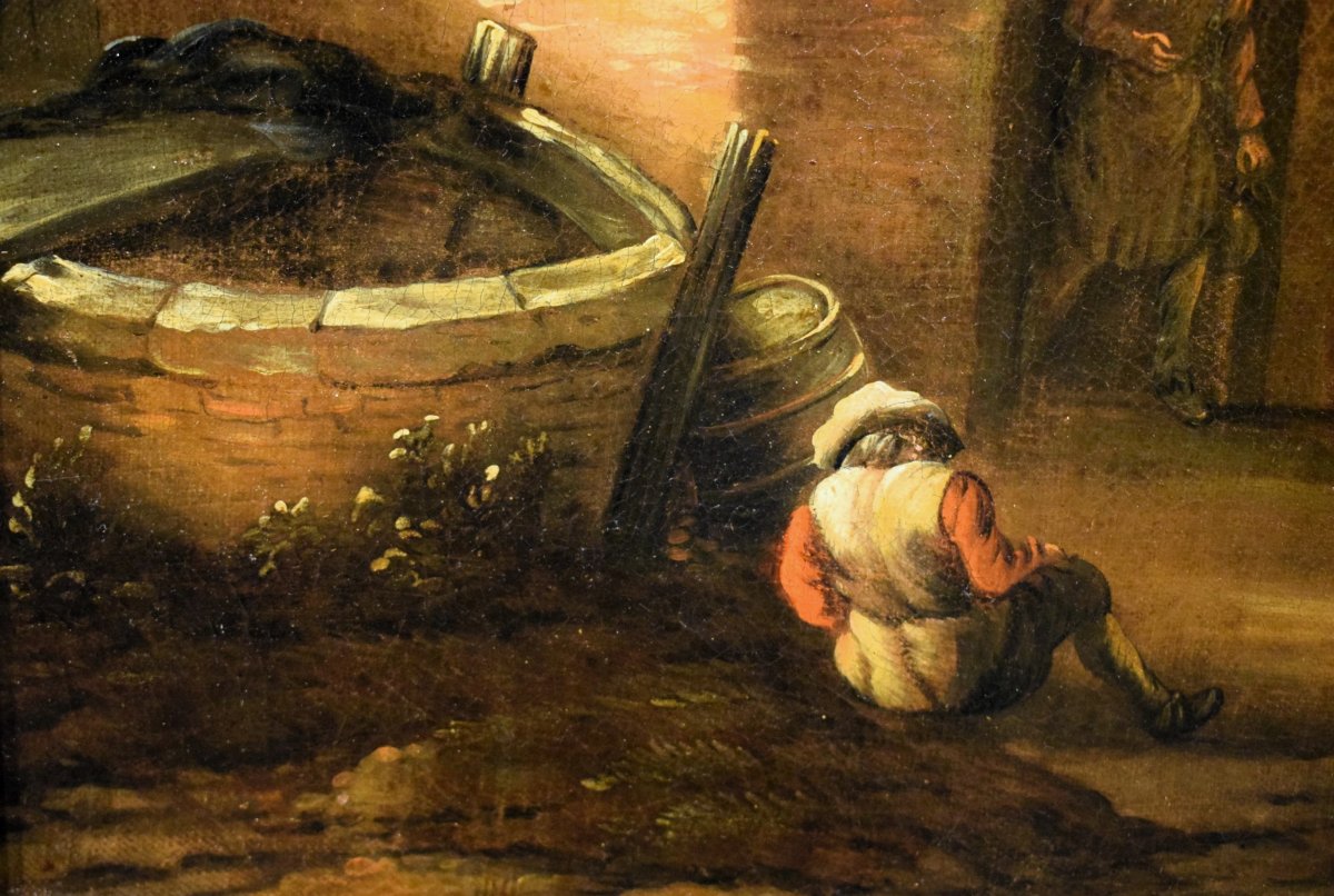 Personaggi e cavalieri nel cortile dell'osteria.  - David Teniers II, (1610-1690)-photo-4
