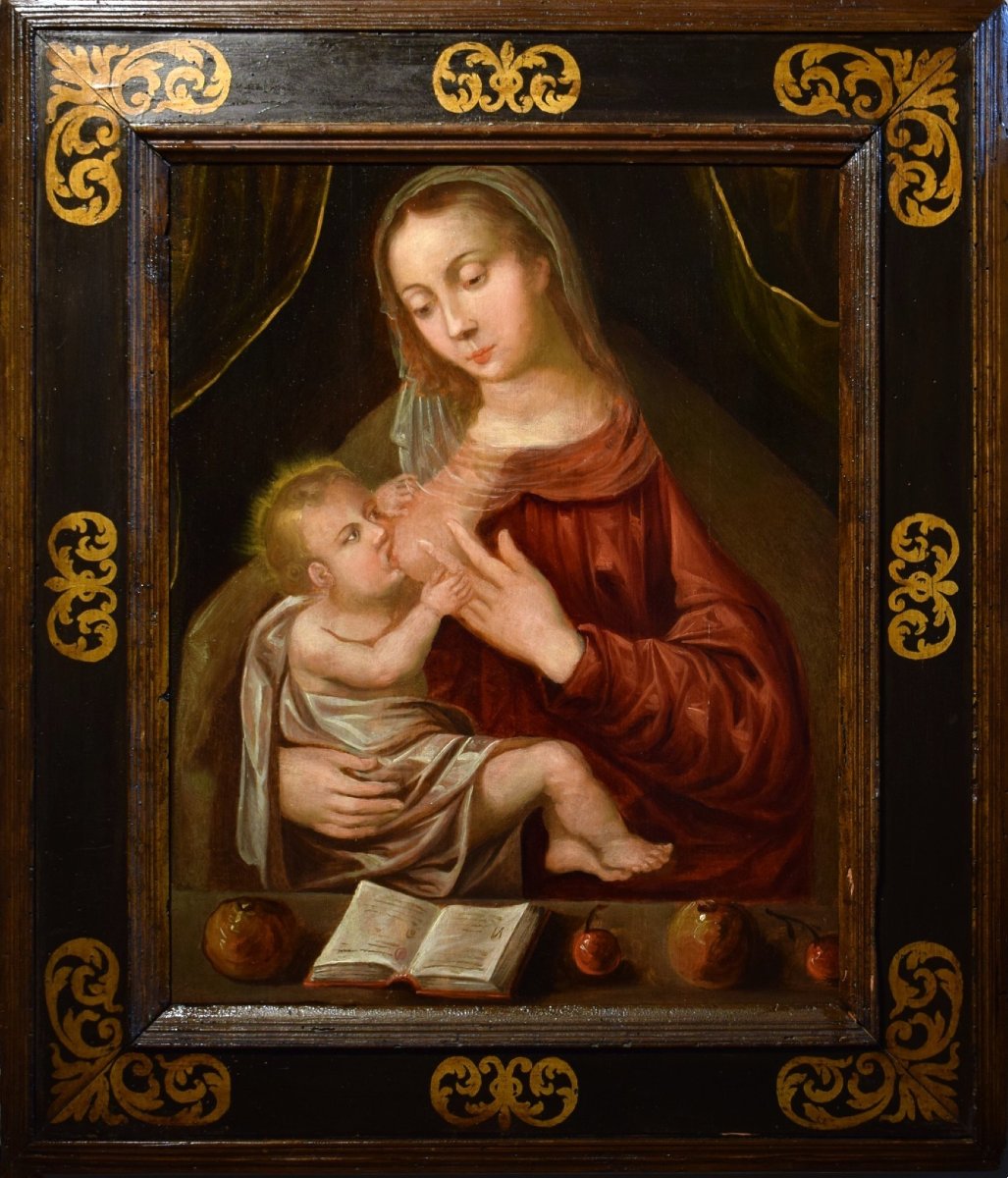 Madonna del Latte  “Virgo Lactans”  Olio su tavola  - XVII secolo
