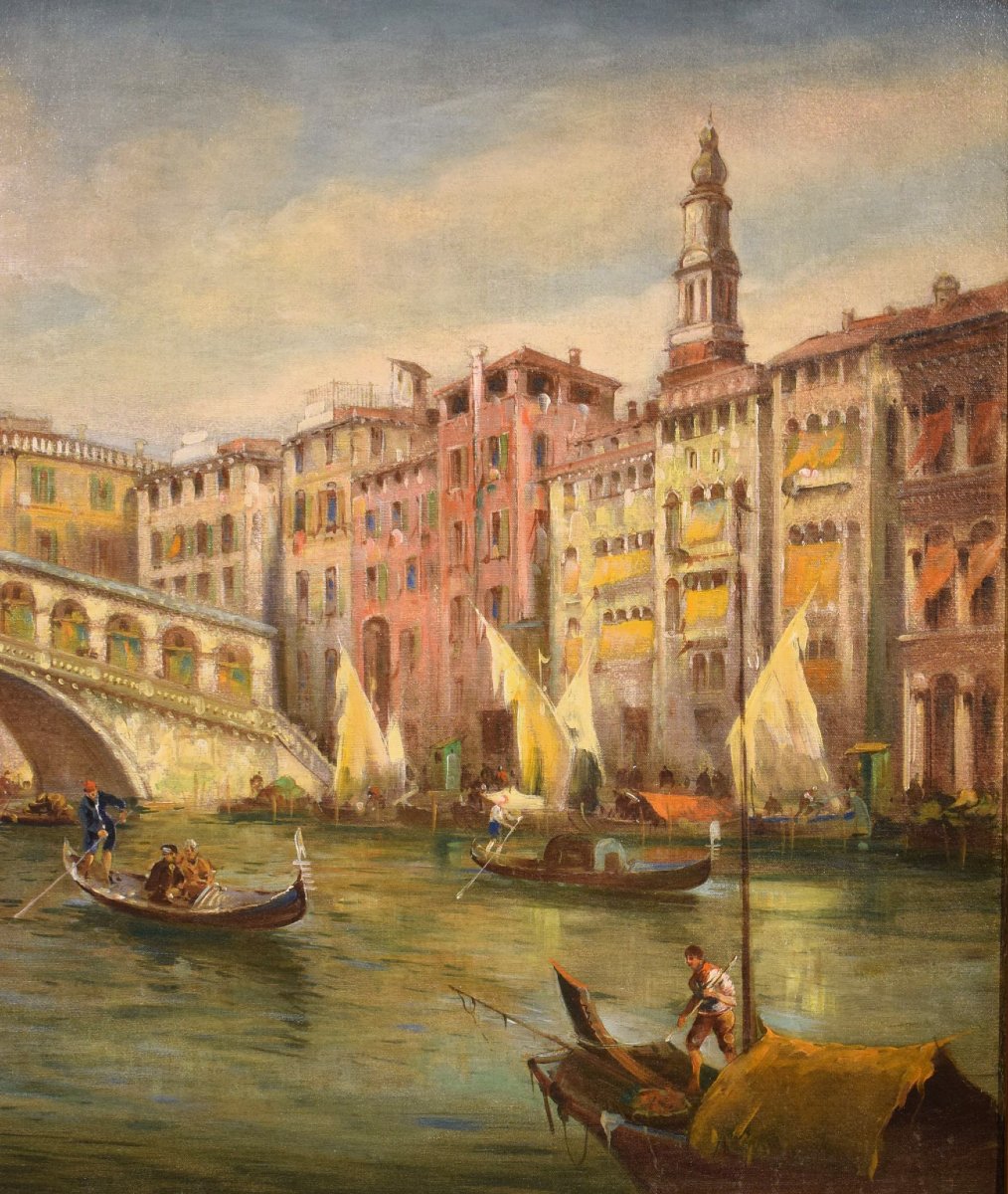 Venezia,  Canal Grande e Ponte di Rialto - Angelo Trentin (Udine 1850- Vienna 1912)-photo-4