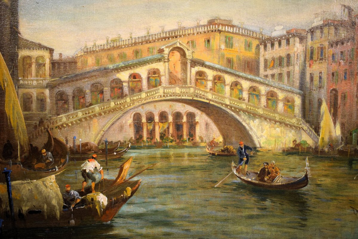 Venezia,  Canal Grande e Ponte di Rialto - Angelo Trentin (Udine 1850- Vienna 1912)-photo-1