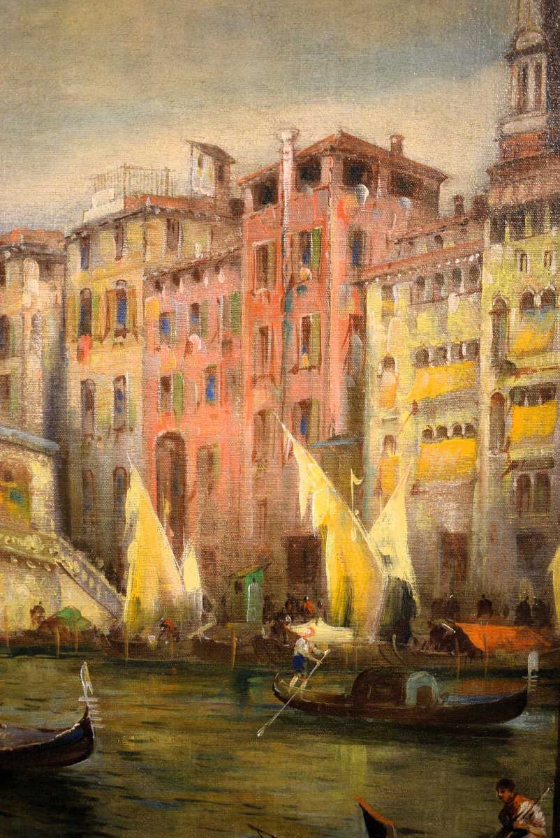 Venezia,  Canal Grande e Ponte di Rialto - Angelo Trentin (Udine 1850- Vienna 1912)-photo-3