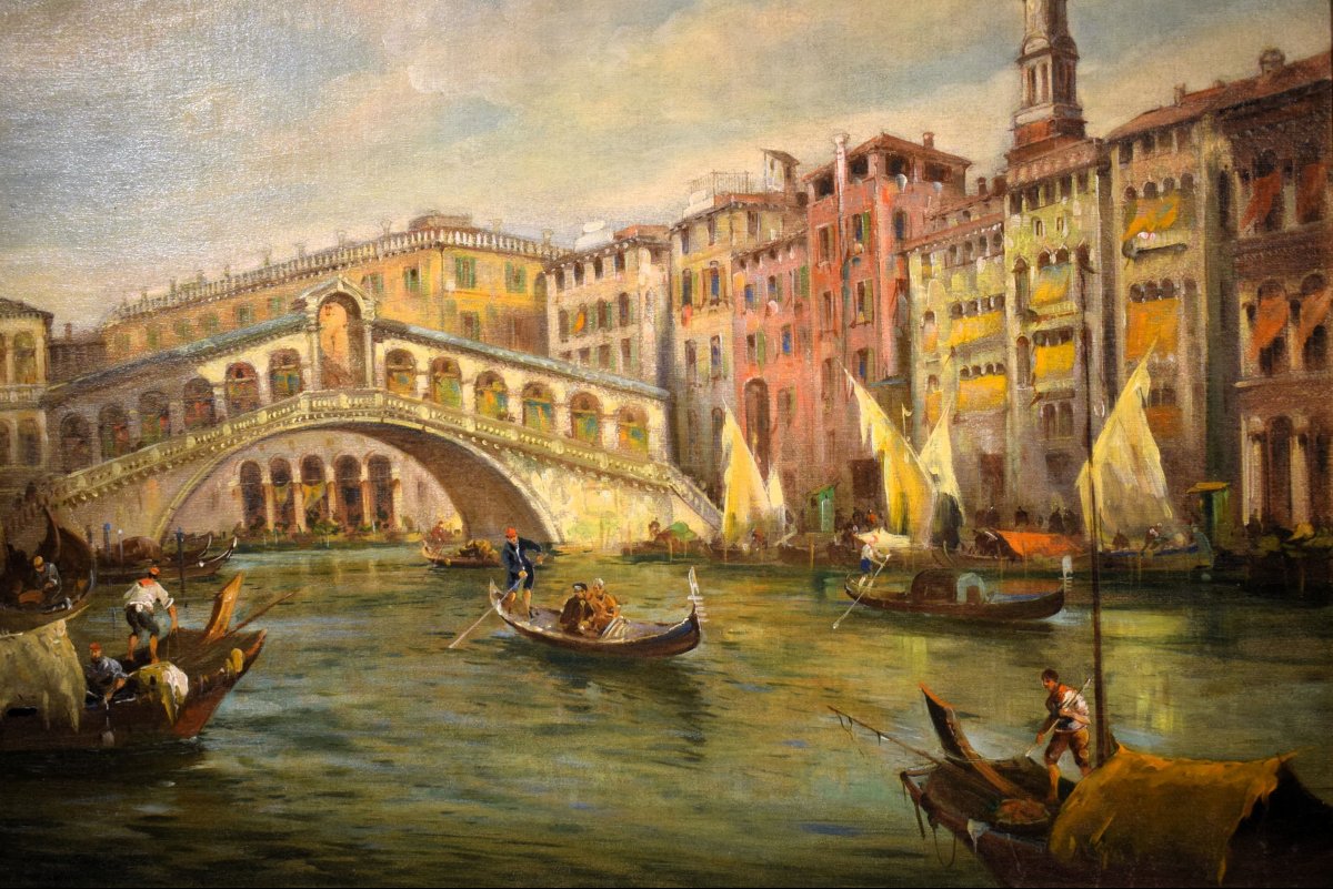 Venezia,  Canal Grande e Ponte di Rialto - Angelo Trentin (Udine 1850- Vienna 1912)-photo-5