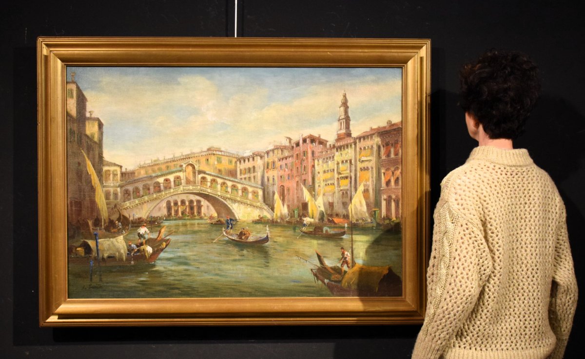 Venezia,  Canal Grande e Ponte di Rialto - Angelo Trentin (Udine 1850- Vienna 1912)-photo-6