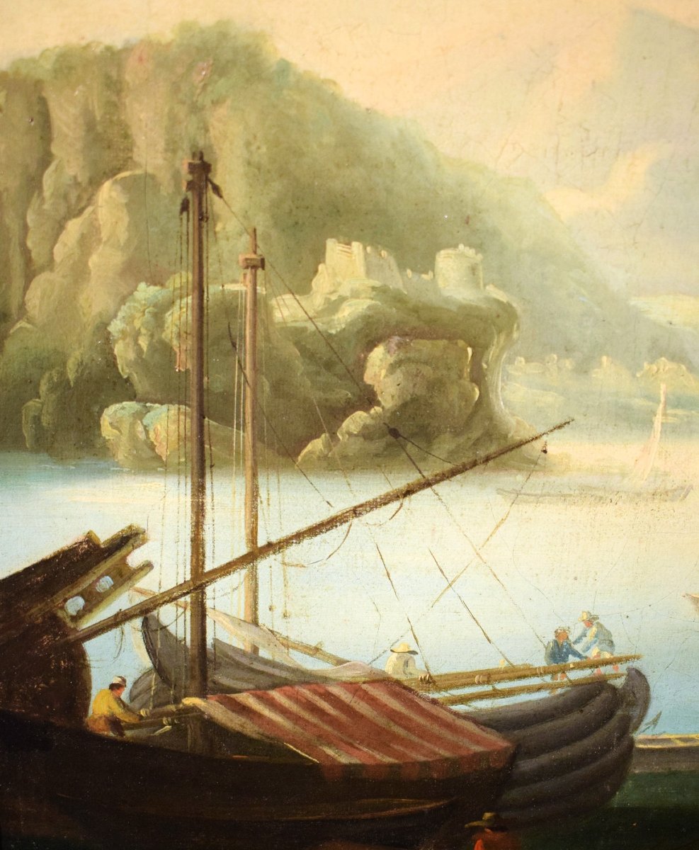 Paesaggio costiero con scena portuale e rovine - Abraham Teerlink (Olanda 1776 -Roma 1857)-photo-5