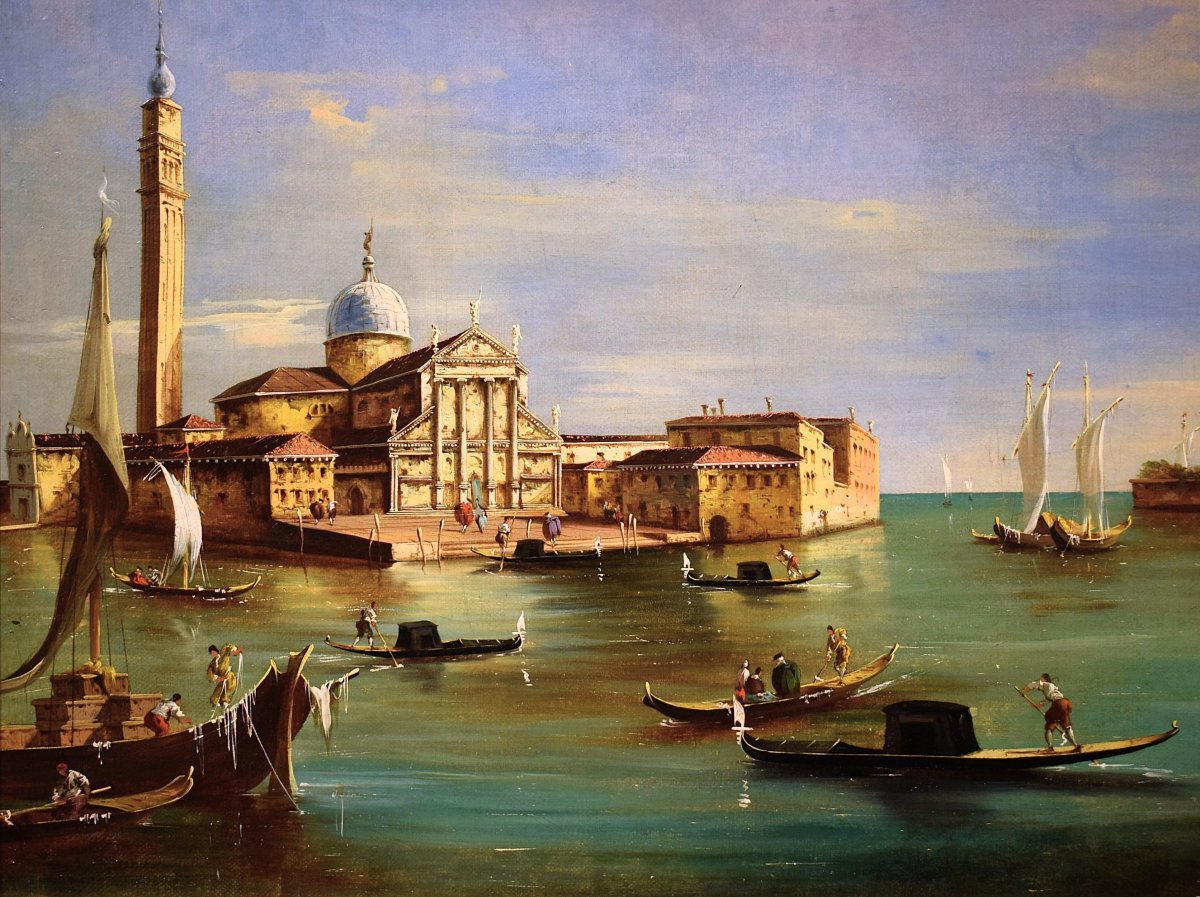Venezia, l'isola di San Giorgio - Seguace di Francesco Guardi  - metà del XIX° secolo-photo-3