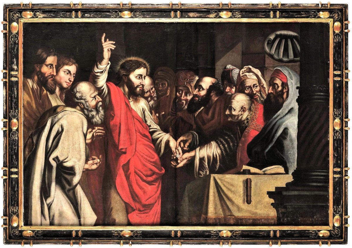 Il tributo della moneta -  Maestro Fiammingo Cerchia di P.P. Rubens (1577-1640)