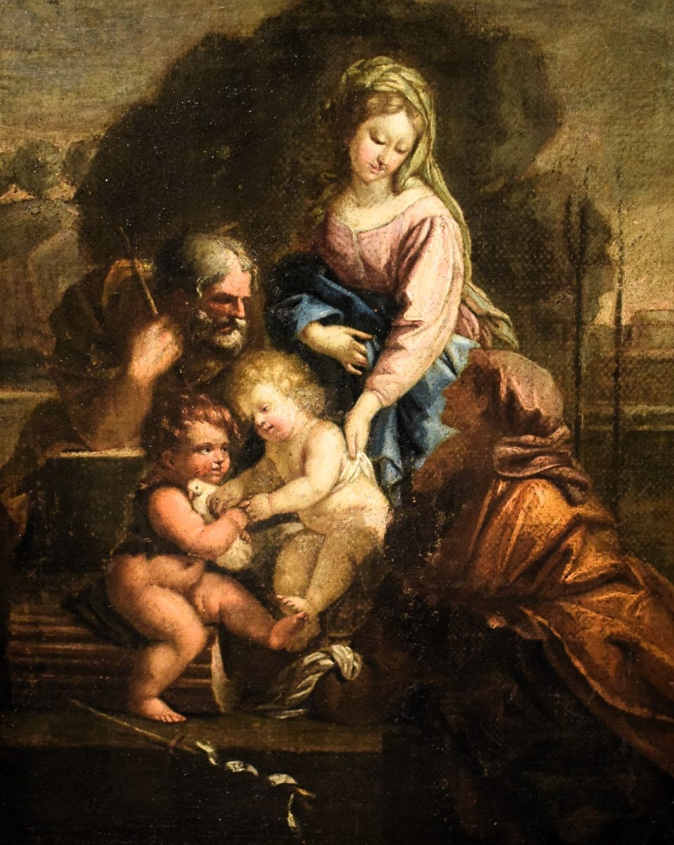 Sacra Famiglia con S. Giovannino e S. Elisabetta - Scuola Emiliana  - Prima metà del'700-photo-2