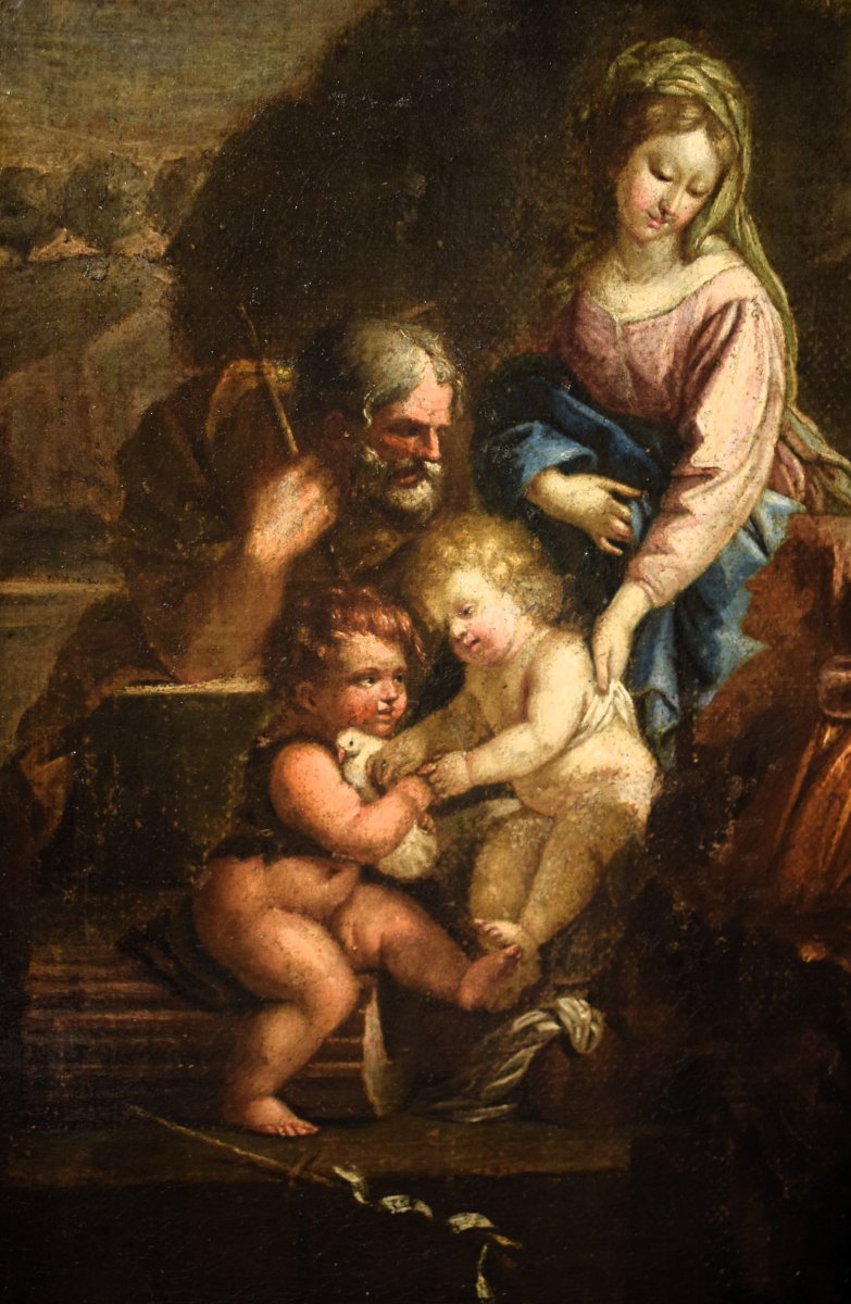 Sacra Famiglia con S. Giovannino e S. Elisabetta - Scuola Emiliana  - Prima metà del'700-photo-3