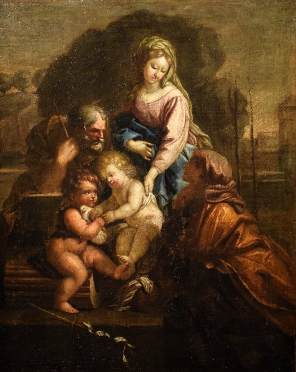 Sacra Famiglia con S. Giovannino e S. Elisabetta - Scuola Emiliana  - Prima metà del'700-photo-8