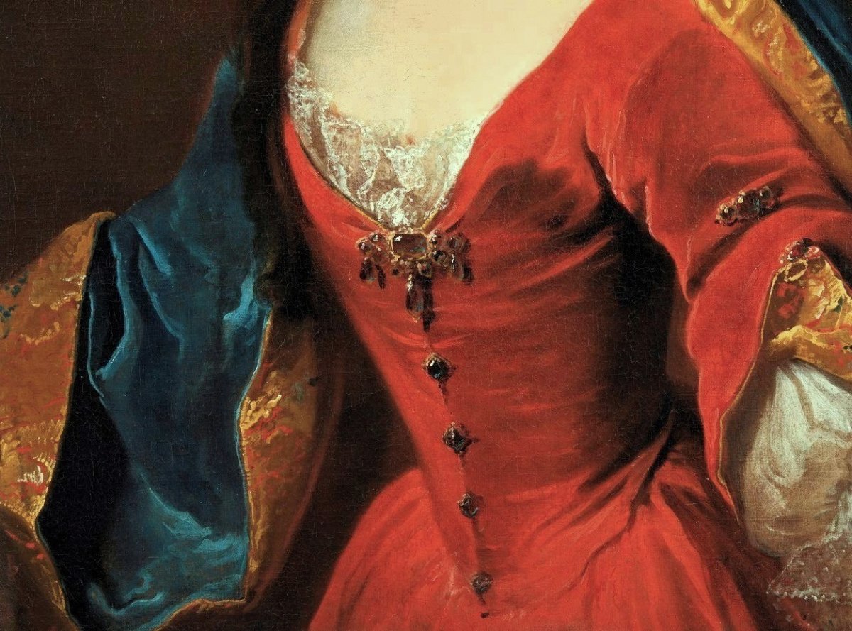  Ritratto di gentildonna in abito rosso - Johann Rudolf Huber (Basilea, 1668 - 1748) -photo-3