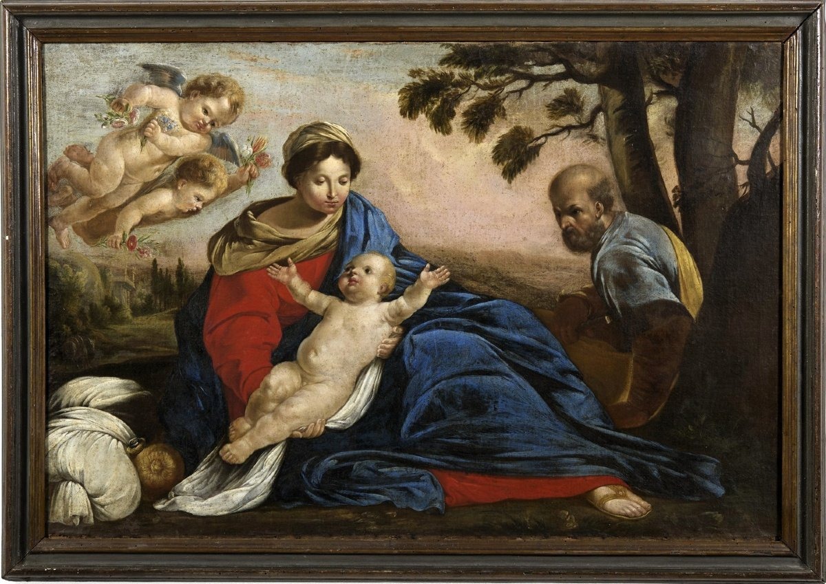 Sacra Famiglia, riposo durante la fuga in Egitto - Simone Cantarini (Pesaro 1612 – Verona 1648)-photo-2