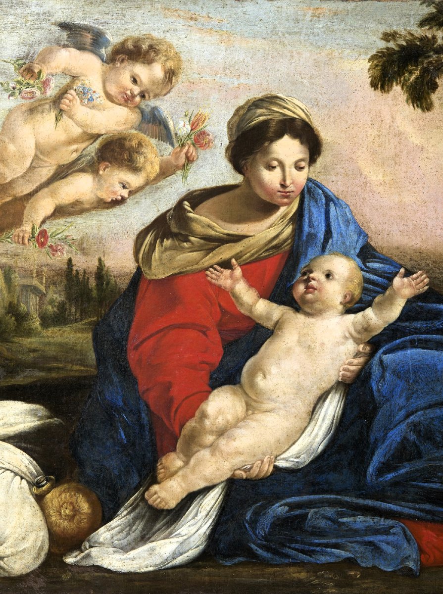 Sacra Famiglia, riposo durante la fuga in Egitto - Simone Cantarini (Pesaro 1612 – Verona 1648)-photo-3
