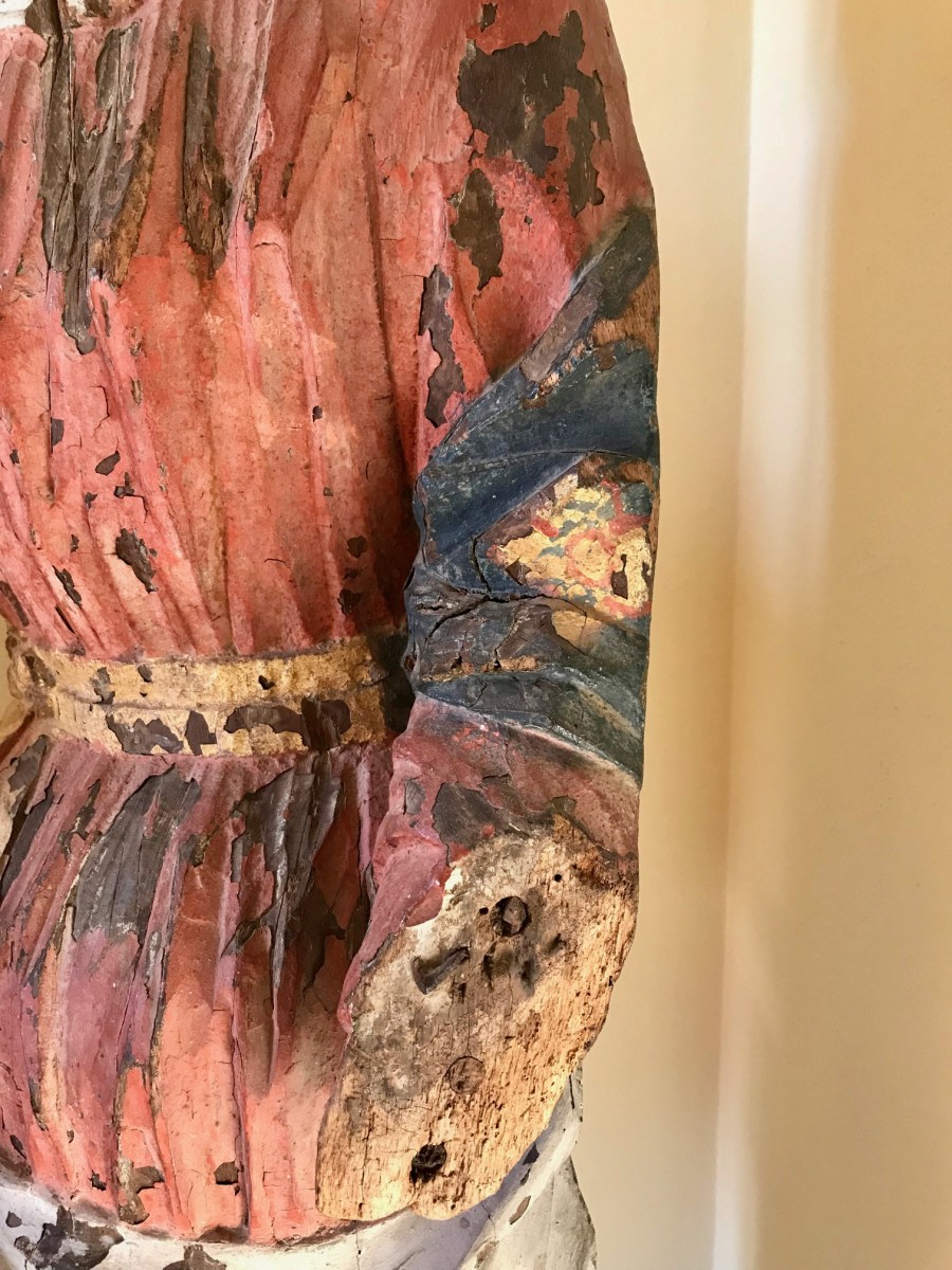 Madonna En Bois Sculpté Polychrome, Italie Vers 1300-photo-1