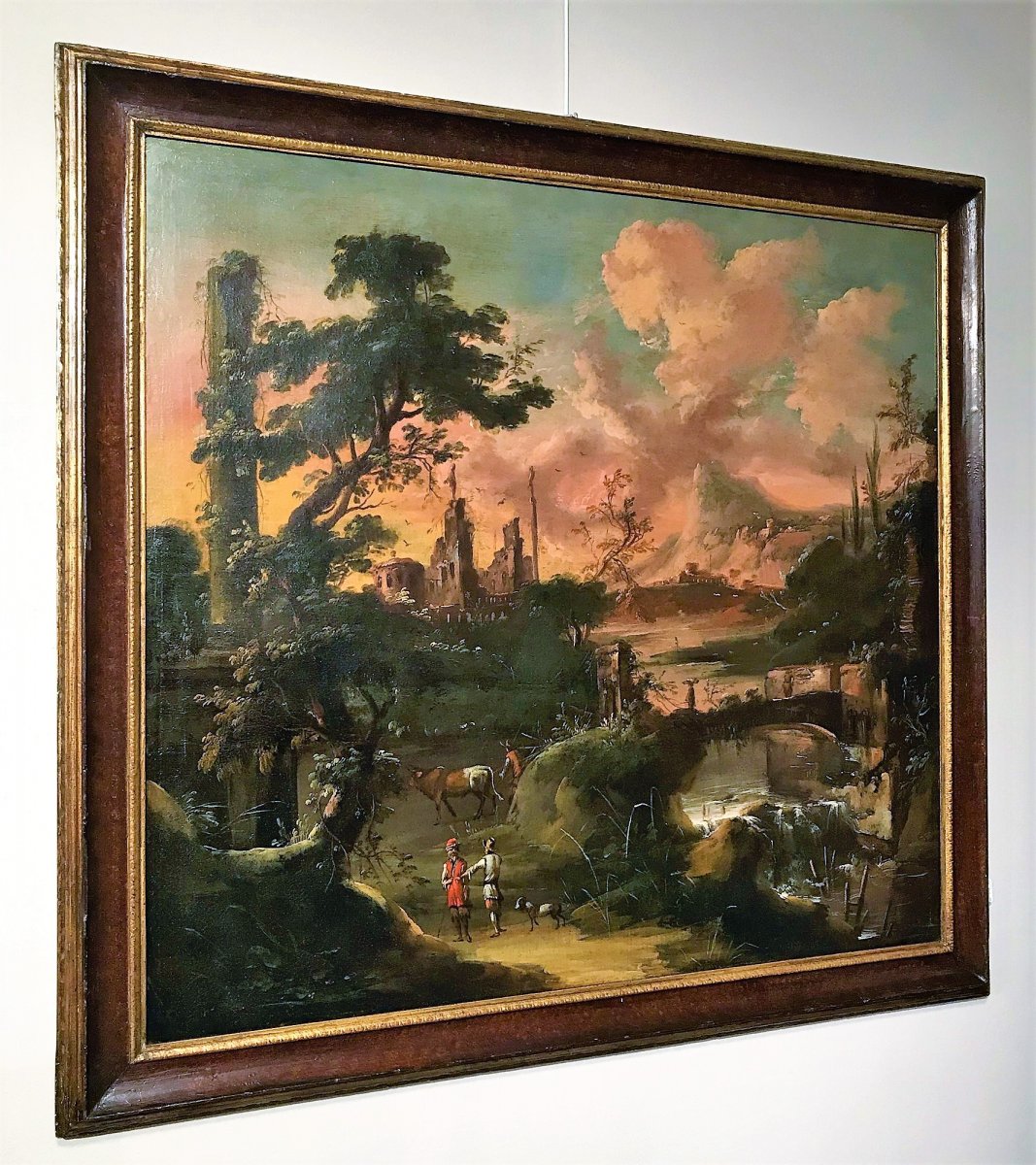 Paysage Fantastique Au Choucher Du Soleil Antonio Stom (Venise1688-1734)-photo-2