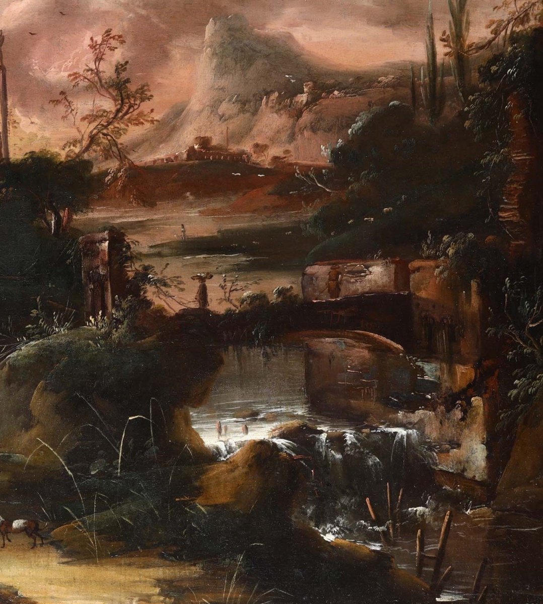 Paysage Fantastique Au Choucher Du Soleil Antonio Stom (Venise1688-1734)-photo-4