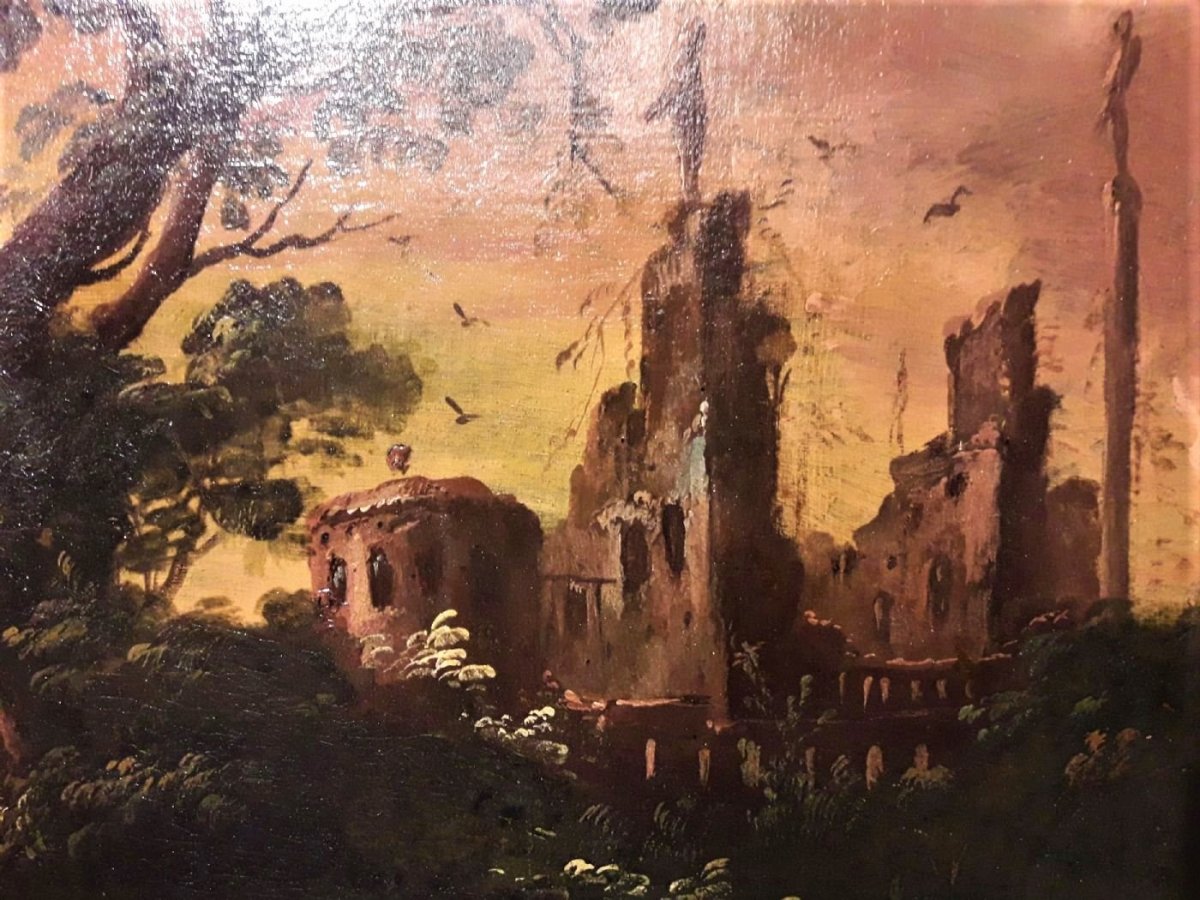 Paysage Fantastique Au Choucher Du Soleil Antonio Stom (Venise1688-1734)-photo-2