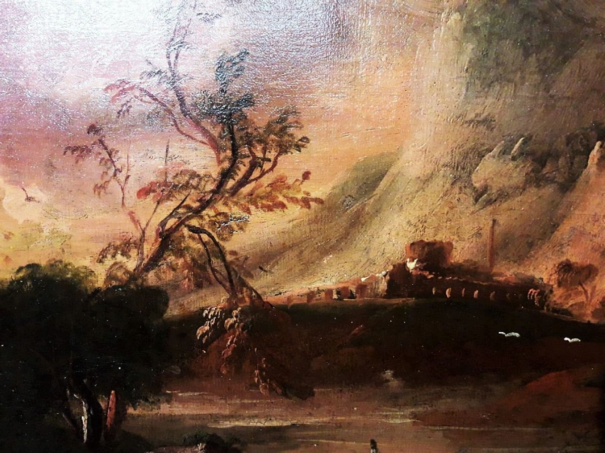 Paysage Fantastique Au Choucher Du Soleil Antonio Stom (Venise1688-1734)-photo-4