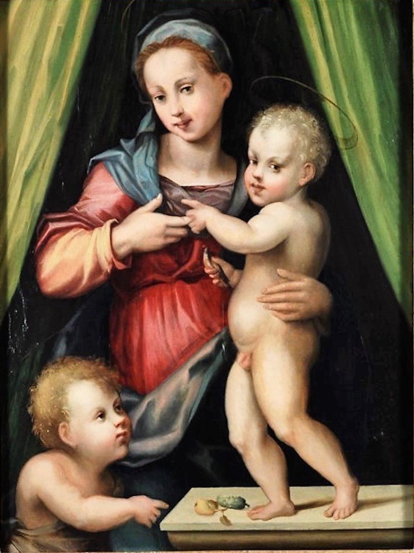 Vierge à l'Enfant Et Saint Jean , Domenico Puligo (florence 1492 - 1527)-photo-2