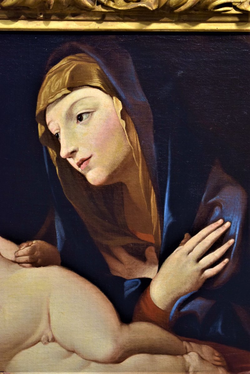 Vierge  En Adoration De l'Enfant Endormi  Atelier Guido Reni-photo-2
