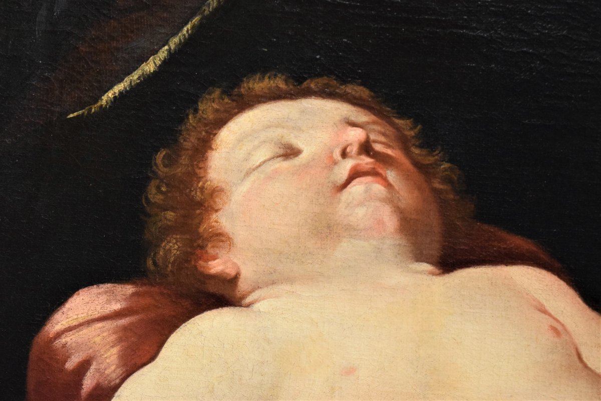 Vierge  En Adoration De l'Enfant Endormi  Atelier Guido Reni-photo-2
