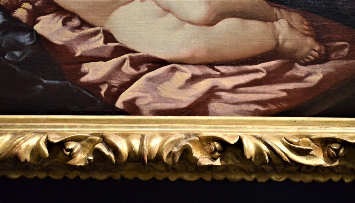 Vierge  En Adoration De l'Enfant Endormi  Atelier Guido Reni-photo-5