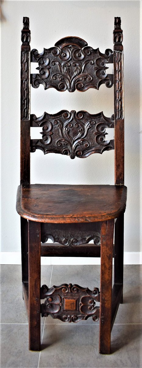Paire De Chaises - Renaissance Italienne  Début De XVIIème-photo-3