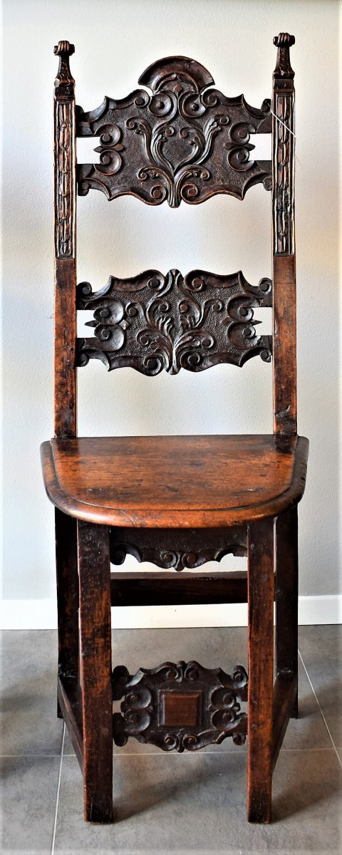 Paire De Chaises - Renaissance Italienne  Début De XVIIème-photo-4