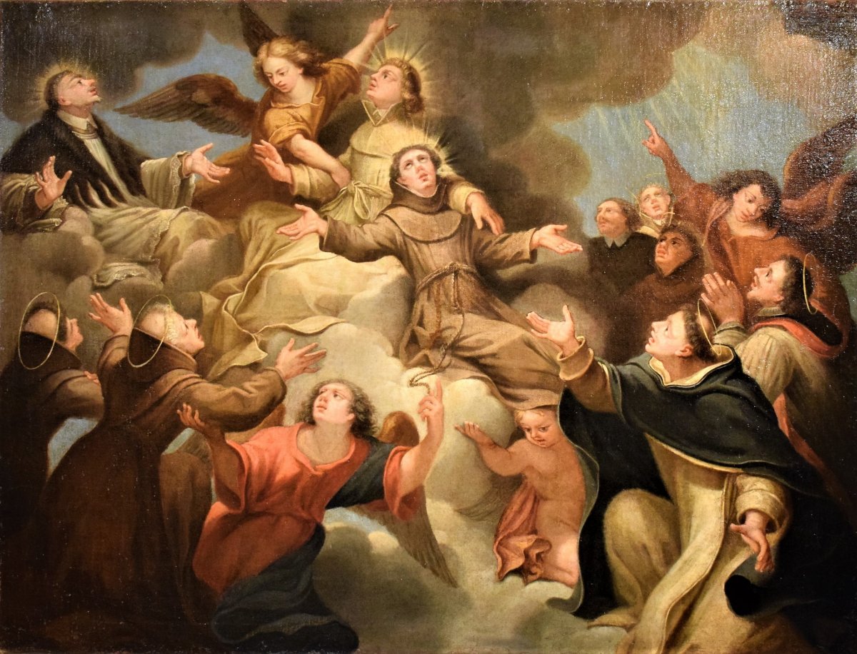 "Saints dans la Glorie" école Napoletaine de XVIIIe siécle