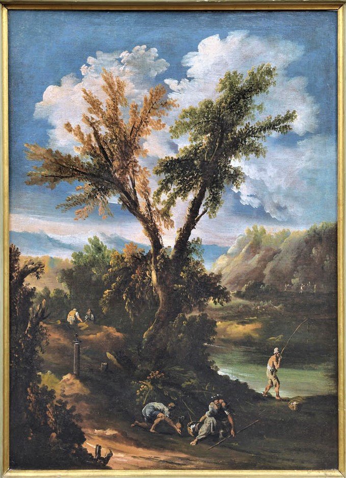 Paire De Paysages Italiens Signés Et Datés 1709-photo-2