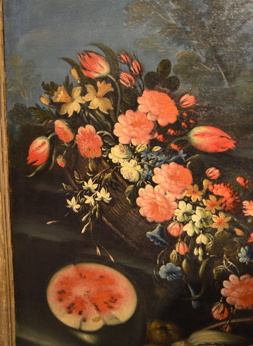 Nature Morte De Fleurs Et Fruit - Francesco Lavagna - Début Du XVIIIéme-photo-2