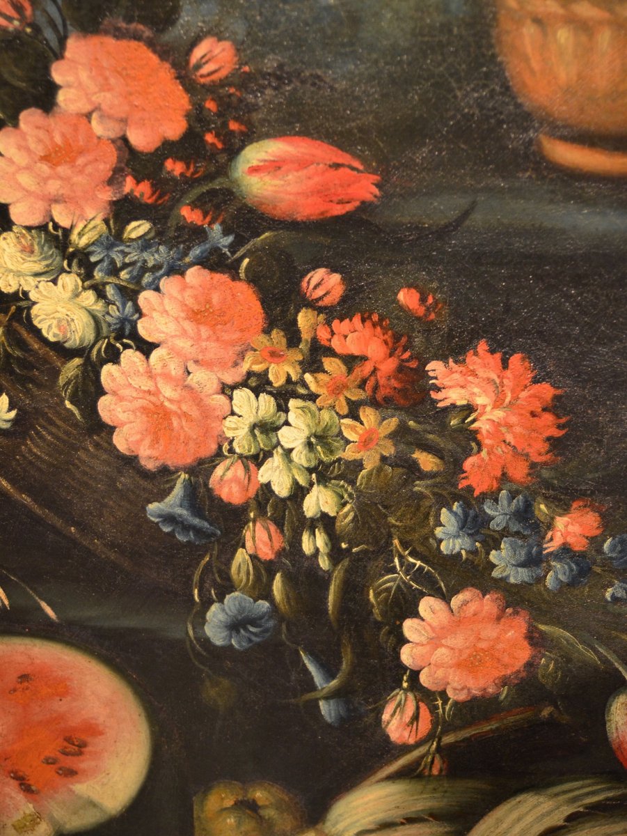 Nature Morte De Fleurs Et Fruit - Francesco Lavagna - Début Du XVIIIéme-photo-1