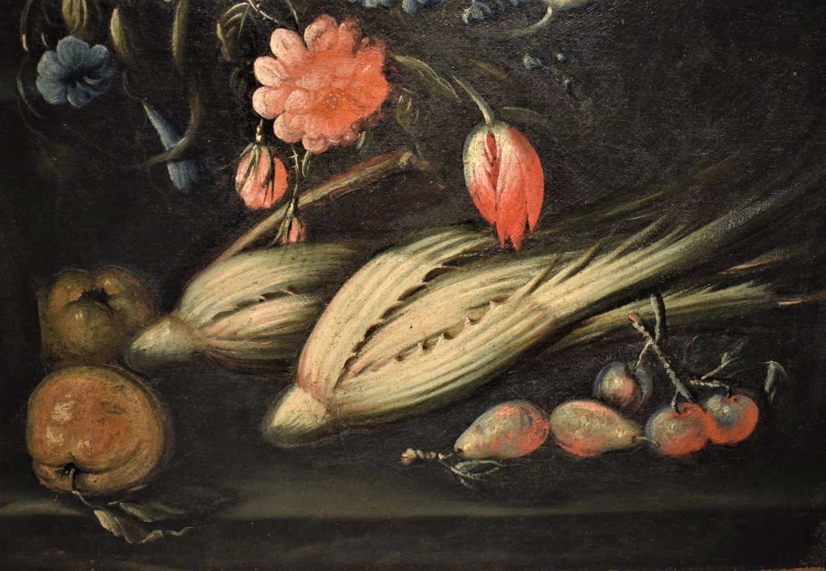 Nature Morte De Fleurs Et Fruit - Francesco Lavagna - Début Du XVIIIéme-photo-5