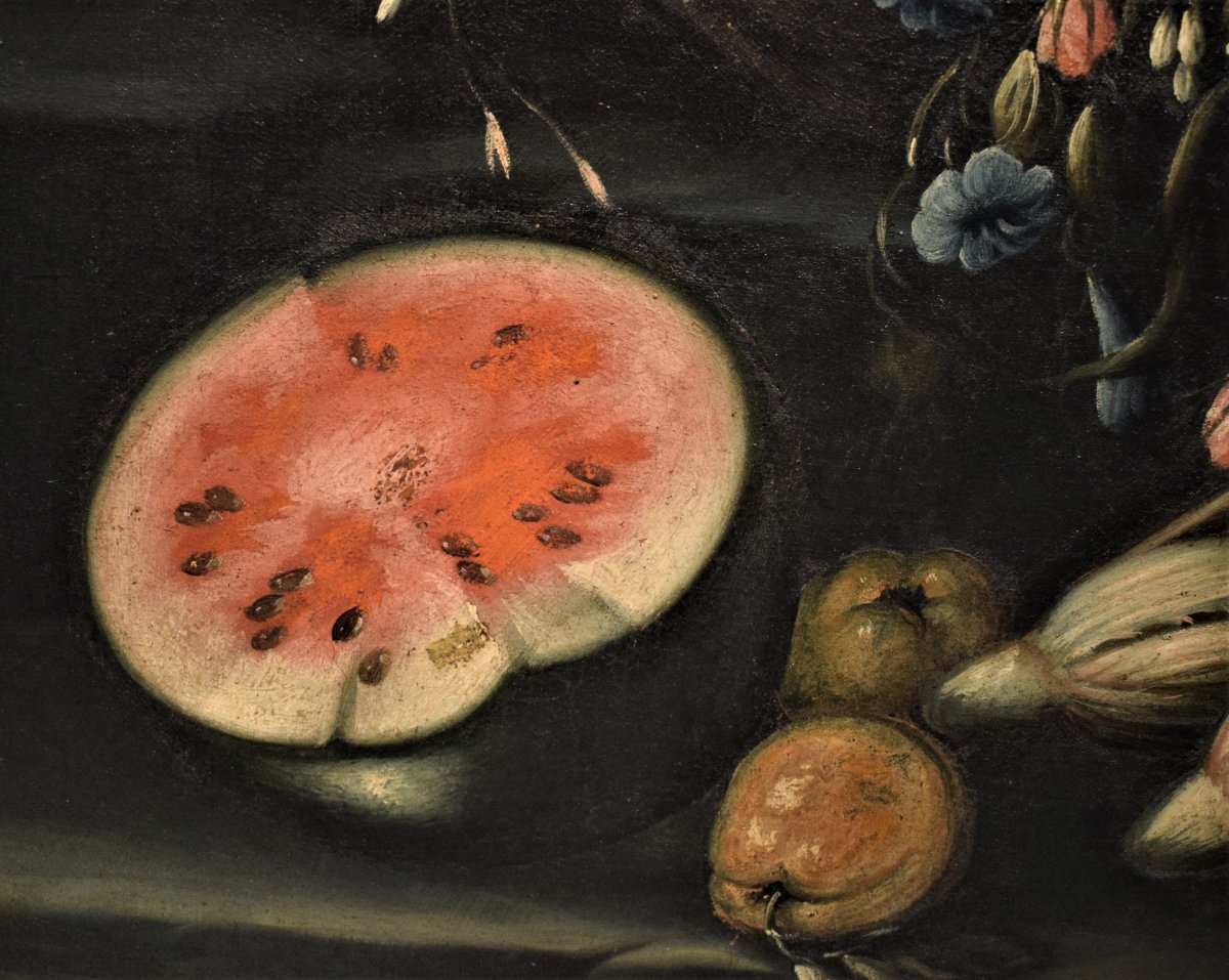 Nature Morte De Fleurs Et Fruit - Francesco Lavagna - Début Du XVIIIéme-photo-6