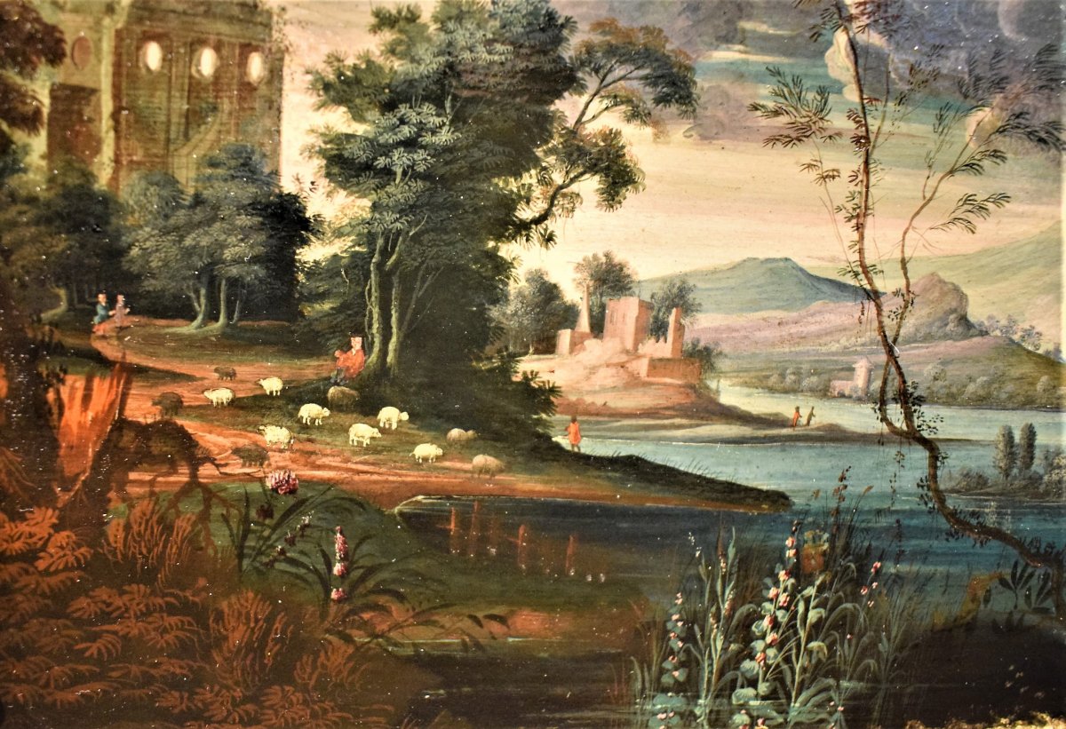 "Paysage Fantastique" ècole Flamand fin du XVIIème-photo-2