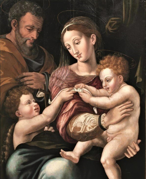 Sainte Famille et Saint Jean Baptiste, école Florentin XVIéme-photo-2